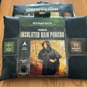 2 Strategy Women's Insulated Rain Poncho Fleece Lined with large Zip FrontPocket